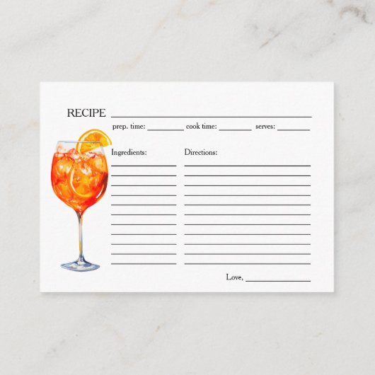 夏のモダンブライダルシャワーエレガントレシピ要求 エンクロージャーカード (裏面)