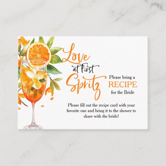 夏のモダンブライダルシャワーエレガントレシピ要求 エンクロージャーカード (正面)