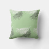 夏のモダンヤシの木の葉の背景のセージ緑 クッション (裏面)