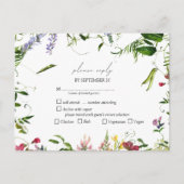 夏のモダンワイルドフラワー水彩結婚式RSVP インビテーションポストカード (正面)