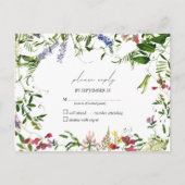夏のモダンワイルドフラワー水彩結婚式RSVP インビテーションポストカード (正面)