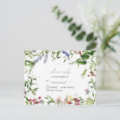 夏のモダンワイルドフラワー水彩結婚式RSVP インビテーションポストカード (スタンド正面)