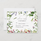 夏のモダンワイルドフラワー水彩結婚式RSVP 出欠カード (裏面)