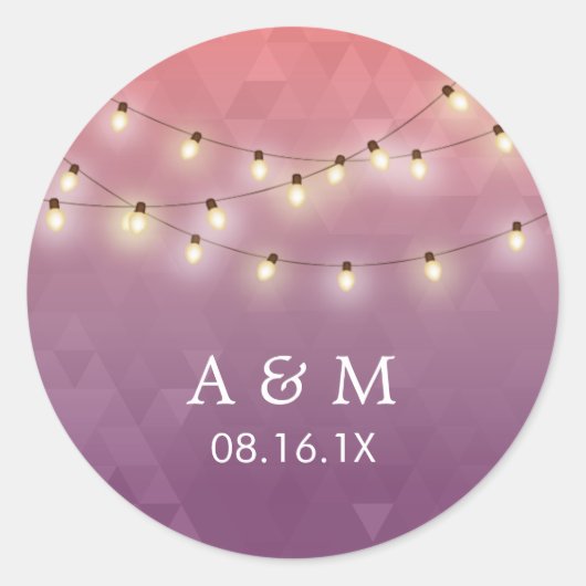 夏のモダン文字列ライトパープル結婚式の引き出物 ラウンドシール (正面)