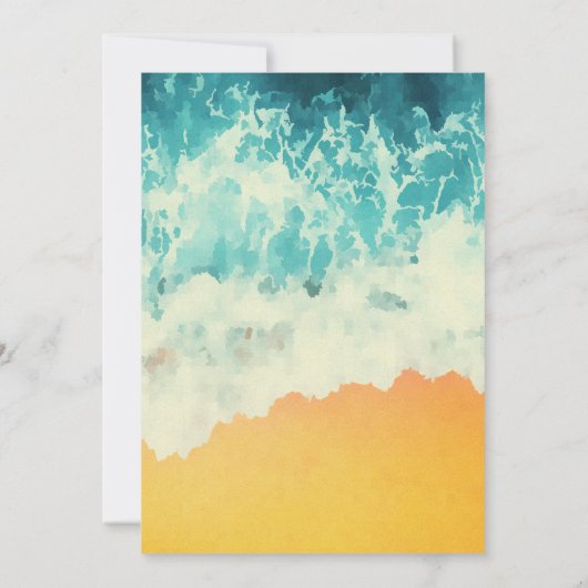 夏のモダン海ビーチ結婚式保存日付 セーブザデート (裏面)