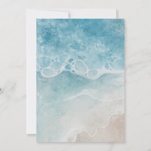 夏のモダン海ビーチ結婚式保存日付 セーブザデート (裏面)