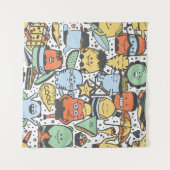 夏のモンスター、カラフルのシームレスなパターン タペストリー (正面(横))