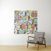 夏のモンスター、カラフルのシームレスなパターン タペストリー (インサイチュ(横))