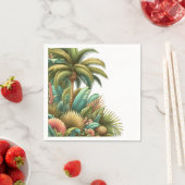 夏のヤシの熱帯木と葉 スタンダードカクテルナプキン (インサイチュ)