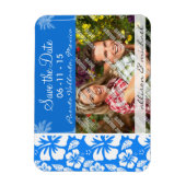 夏のヤシ;紺色の熱帯性ハイビスカス マグネット (縦)