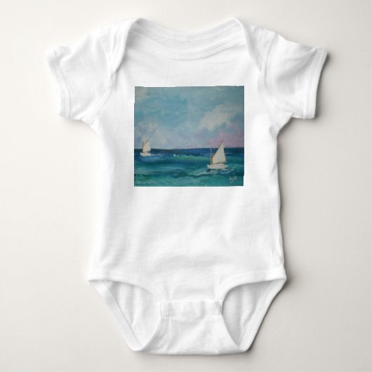 夏のヨットBabywear ベビーボディスーツ (正面)
