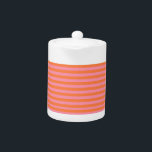 夏のラインオレンジピンク小ティーポット<br><div class="desc">オレンジとピンクの線。シンプルデザイン。夏クール気分モダン。素敵なホームデコ前向きール。</div>