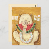 夏のラマのポストカード ポストカード (正面/裏面)