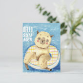 夏のラマはがき ポストカード (スタンド正面)