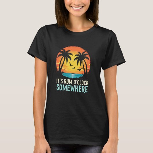 夏のラム酒 それはどこかで流れるラム酒時計 Tシャツ (正面)