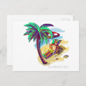 夏のリラックスクマが熱帯ビーチ シーズンポストカード (正面/裏面)