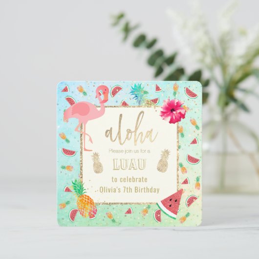 夏のルアウ(ハワイ式宴会)パーティー 招待状 (スタンド正面)