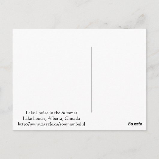 夏のルイーズ湖 ポストカード (裏面)