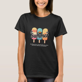 夏のレインボークールポピュシクルブラック Tシャツ