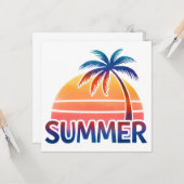夏のレトロなサンセットヤシの木 カード (正面/裏面インサイチュ)