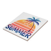 夏のレトロなサンセットヤシの木 タイル (側面)