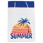 夏のレトロなサンセットヤシの木 ミディアムペーパーバッグ (正面)