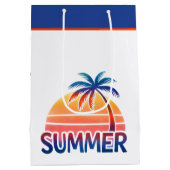 夏のレトロなサンセットヤシの木 ミディアムペーパーバッグ (裏面)