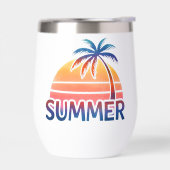 夏のレトロな夕焼けのヤシの木 (左面)