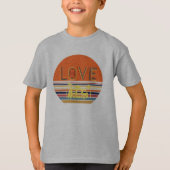 夏のレトロストライプのの女性と子供服 Tシャツ (正面)