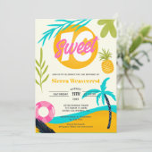 夏のレトロトロピカルビーチプールSweet 16写真 招待状 (スタンド正面)