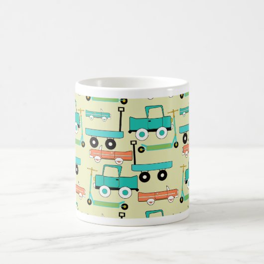 夏のレトロホイールスクーター車ワゴントラック コーヒーマグカップ (中央)