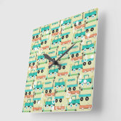 夏のレトロホイールスクーター車ワゴントラック スクエア壁時計 (傾斜)