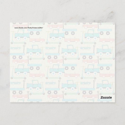 夏のレトロホイールスクーター車ワゴントラック ポストカード (裏面)