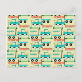 夏のレトロホイールスクーター車ワゴントラック ポストカード (正面)