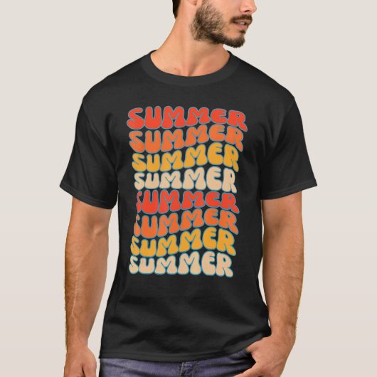 夏のレトロヴィンテージビーチおもしろい Tシャツ (正面)