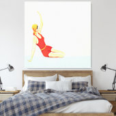 夏のレトロヴィンテージ1920sアートレディーアットザビーチ キャンバスプリント (インサイチュ (寝室))