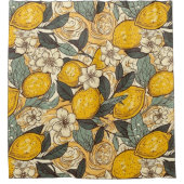 夏のレモンと白い花 シャワーカーテン (正面)