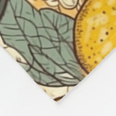 夏のレモンと白い花 フリースブランケット (角)