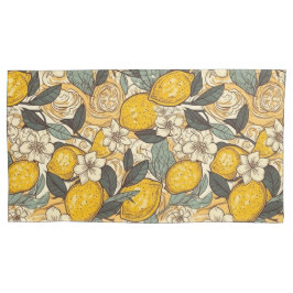 夏のレモンと白い花 枕カバー