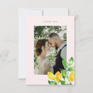 夏のレモンと葉結婚の写真 サンキューカード
