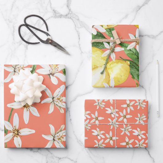 夏のレモンはオレンジ色に咲く ラッピングペーパーシート (正面)
