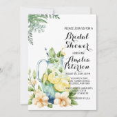夏のレモンエード 緑の葉 ブライダルシャワー 招待状 (正面)