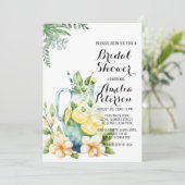 夏のレモンエード 緑の葉 ブライダルシャワー 招待状 (スタンド正面)
