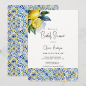 夏のレモン メディテレーニアンのブライズシャワー 招待状 (正面/裏面)