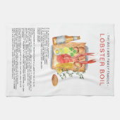 夏のロブスターが沸騰|レシピ手織りティータオル キッチンタオル (横)