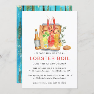 夏のロブスターが沸騰 ロブスター焼きクックアウト 招待状