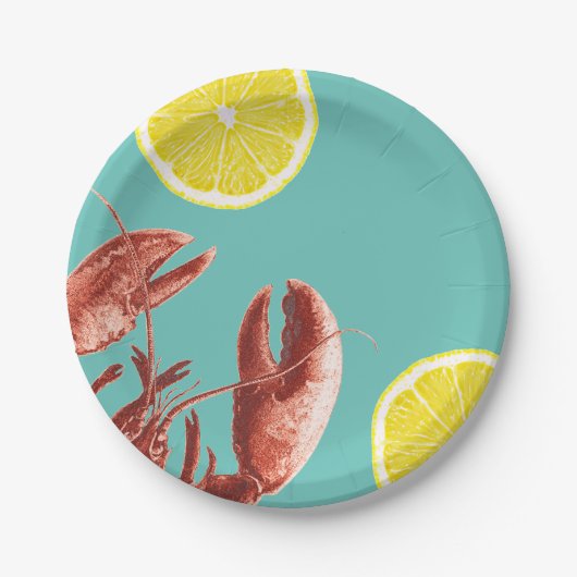 夏のロブスターの沸騰パーティーの水 ペーパープレート (正面)