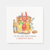夏のロブスター沸騰 |ロブスターベイククアウト スタンダードカクテルナプキン (正面)