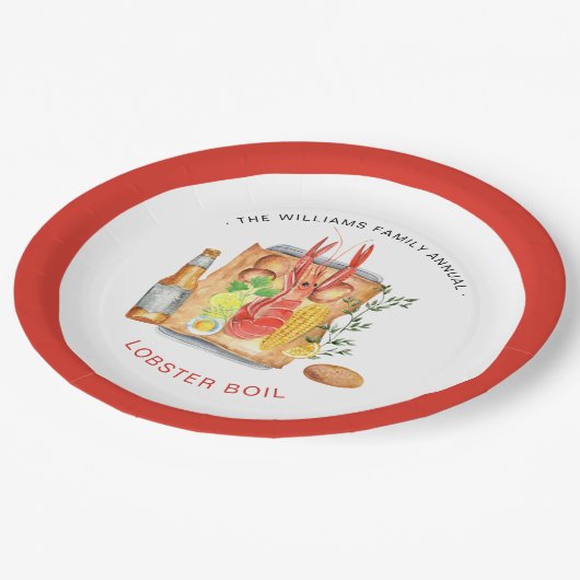 夏のロブスター沸騰 |ロブスターベイククアウト ペーパープレート (アングル)