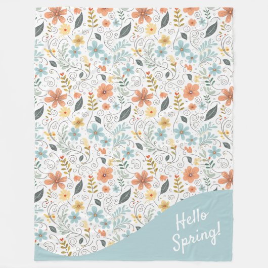 夏のワイルドフラワーと渦巻き旋回ID1064 フリースブランケット (正面)